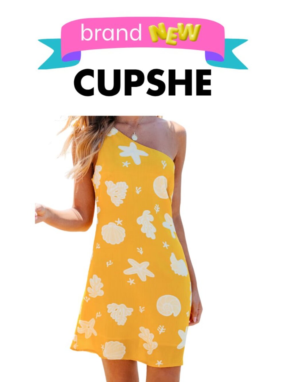 Cupshe Yellow Nautical One-Shoulder Mini Dress Size M New w/Tags